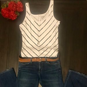 Apt. 9 white and black stripped tank top